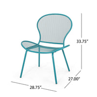 Nian Accent Chair Set of 2, Shell Shape Mesh Seat, Reto Teal Blue Iron -BM337015