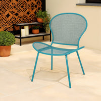 Nian Accent Chair Set of 2, Shell Shape Mesh Seat, Reto Teal Blue Iron -BM337015