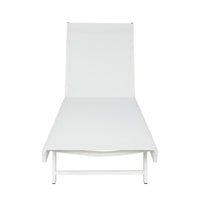 Sally Outdoor Chaise Lounge, Aluminum Frame, White Mesh Fabric 78 Inch -BM337020