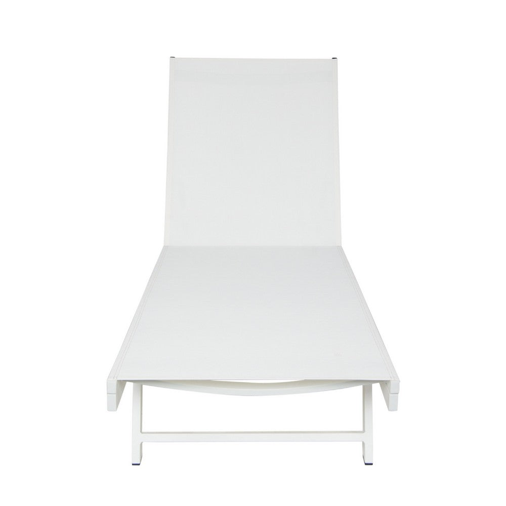 Sally Outdoor Chaise Lounge, Aluminum Frame, White Mesh Fabric 78 Inch -BM337020