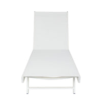 Sally Outdoor Chaise Lounge, Aluminum Frame, White Mesh Fabric 78 Inch -BM337020