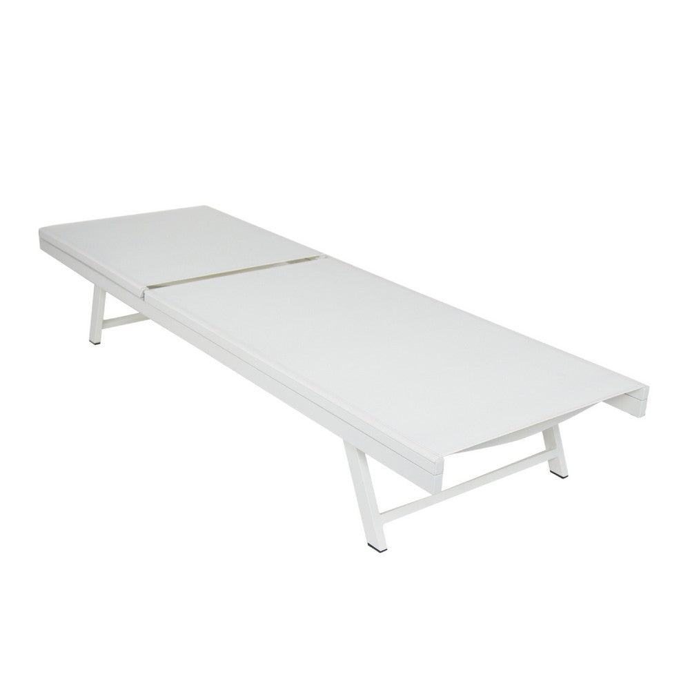 Sally Outdoor Chaise Lounge, Aluminum Frame, White Mesh Fabric 78 Inch -BM337020