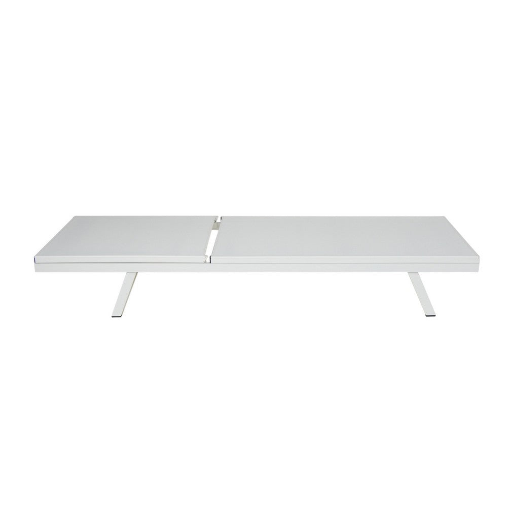 Sally Outdoor Chaise Lounge, Aluminum Frame, White Mesh Fabric 78 Inch -BM337020