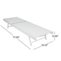 Sally Outdoor Chaise Lounge, Aluminum Frame, White Mesh Fabric 78 Inch -BM337020