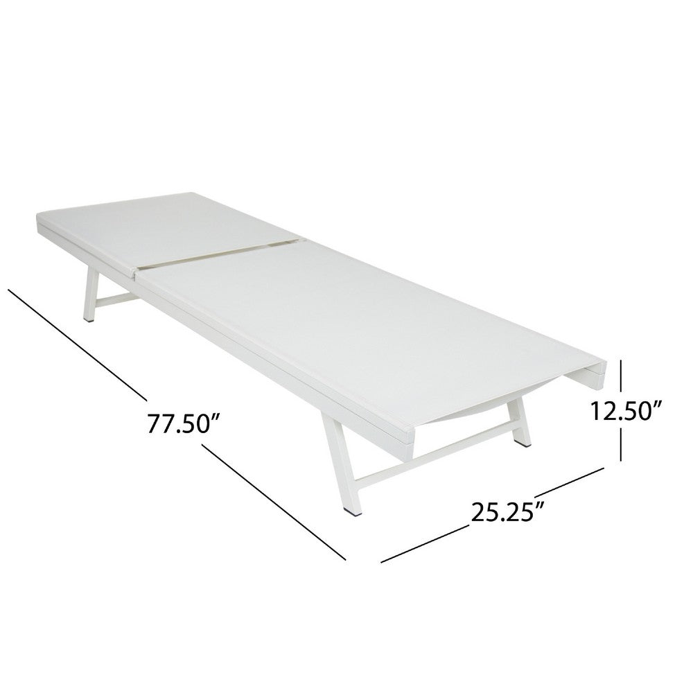 Sally Outdoor Chaise Lounge, Aluminum Frame, White Mesh Fabric 78 Inch -BM337020