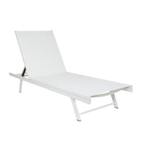 Sally Outdoor Chaise Lounge, Aluminum Frame, White Mesh Fabric 78 Inch -BM337020