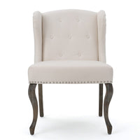 Zynx Accent Chair, Wingback Design, Nailhead Trim, Beige Tufted Fabric -BM337021