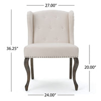 Zynx Accent Chair, Wingback Design, Nailhead Trim, Beige Tufted Fabric -BM337021