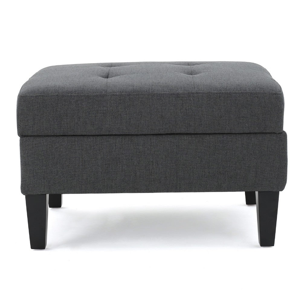 Ramya Ottoman with Hidden Storage, Gray Waffle Tufted Fabric 28 Inch -BM337022