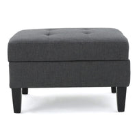 Ramya Ottoman with Hidden Storage, Gray Waffle Tufted Fabric 28 Inch -BM337022