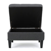 Ramya Ottoman with Hidden Storage, Gray Waffle Tufted Fabric 28 Inch -BM337022