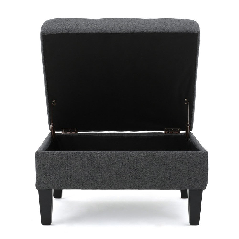 Ramya Ottoman with Hidden Storage, Gray Waffle Tufted Fabric 28 Inch -BM337022