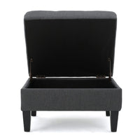 Ramya Ottoman with Hidden Storage, Gray Waffle Tufted Fabric 28 Inch -BM337022
