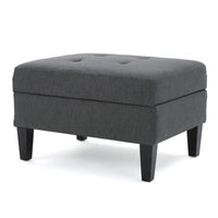Ramya Ottoman with Hidden Storage, Gray Waffle Tufted Fabric 28 Inch -BM337022