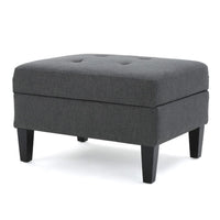 Ramya Ottoman with Hidden Storage, Gray Waffle Tufted Fabric 28 Inch -BM337022