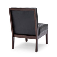 Keyur Accent Chair, Rubberwood Legs, Black Waffle-Stitch Faux Leather -BM337023