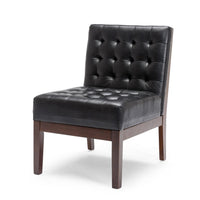 Keyur Accent Chair, Rubberwood Legs, Black Waffle-Stitch Faux Leather -BM337023