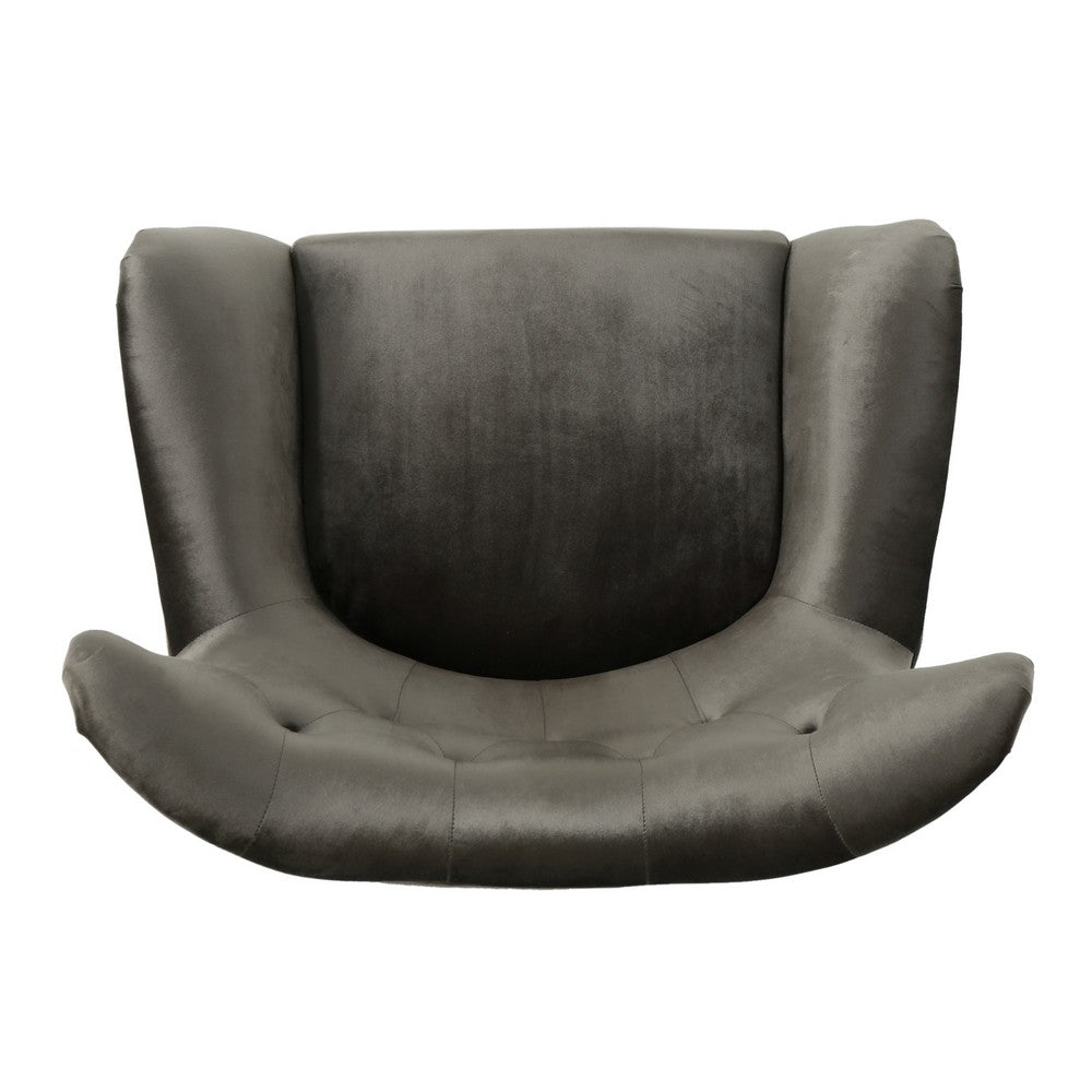 Zorro Armchair, Black Angled Wood Legs, Gray Button Tufted Velvet -BM337024