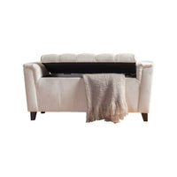 Denny Storage Bench with Arms and Lift Top, Ivory White Velvet -BM337025