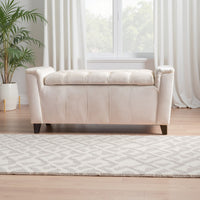 Denny Storage Bench with Arms and Lift Top, Ivory White Velvet -BM337025