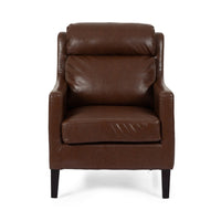 Remma Club Armchair, Waterfall Backrest, Dark Brown Faux Leather -BM337026