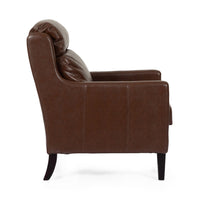 Remma Club Armchair, Waterfall Backrest, Dark Brown Faux Leather -BM337026