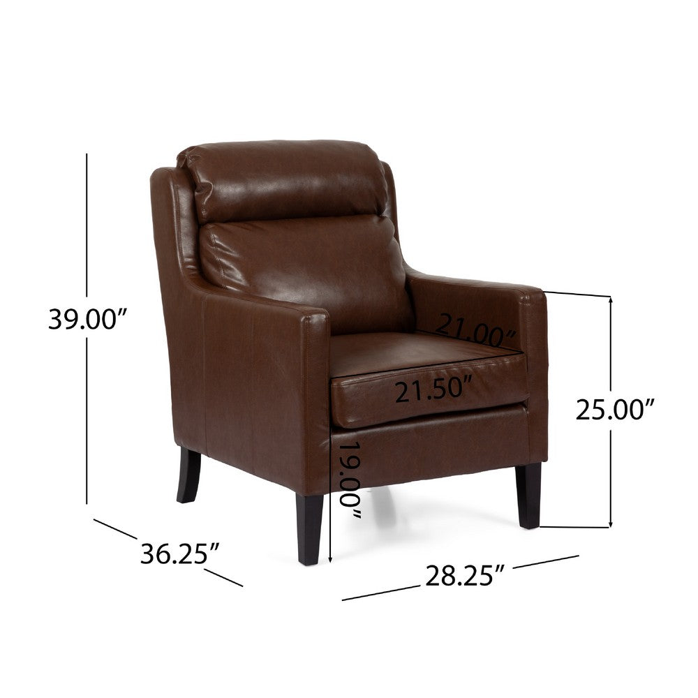 Remma Club Armchair, Waterfall Backrest, Dark Brown Faux Leather -BM337026