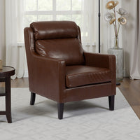 Remma Club Armchair, Waterfall Backrest, Dark Brown Faux Leather -BM337026