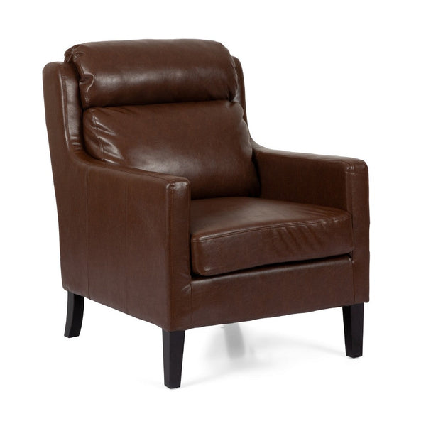 Remma Club Armchair, Waterfall Backrest, Dark Brown Faux Leather -BM337026