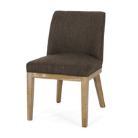 Edena Dining Chair Set of 2, Weathered Rubberwood Legs, Brown Fabric -BM337027