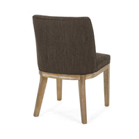 Edena Dining Chair Set of 2, Weathered Rubberwood Legs, Brown Fabric -BM337027