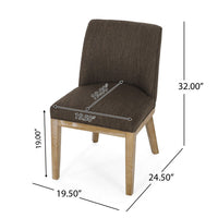 Edena Dining Chair Set of 2, Weathered Rubberwood Legs, Brown Fabric -BM337027