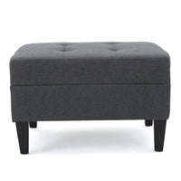Sabby Ottoman with Tapered Birch Wood Legs, Dark Gray Fabric 29 Inch -BM337028