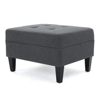 Sabby Ottoman with Tapered Birch Wood Legs, Dark Gray Fabric 29 Inch -BM337028