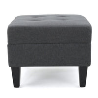 Sabby Ottoman with Tapered Birch Wood Legs, Dark Gray Fabric 29 Inch -BM337028