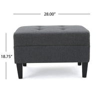 Sabby Ottoman with Tapered Birch Wood Legs, Dark Gray Fabric 29 Inch -BM337028