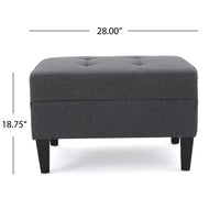 Sabby Ottoman with Tapered Birch Wood Legs, Dark Gray Fabric 29 Inch -BM337028