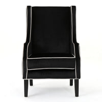 Vendy Accent Club Armchair, High Backrest, Rubberwood, Black Velvet -BM337029