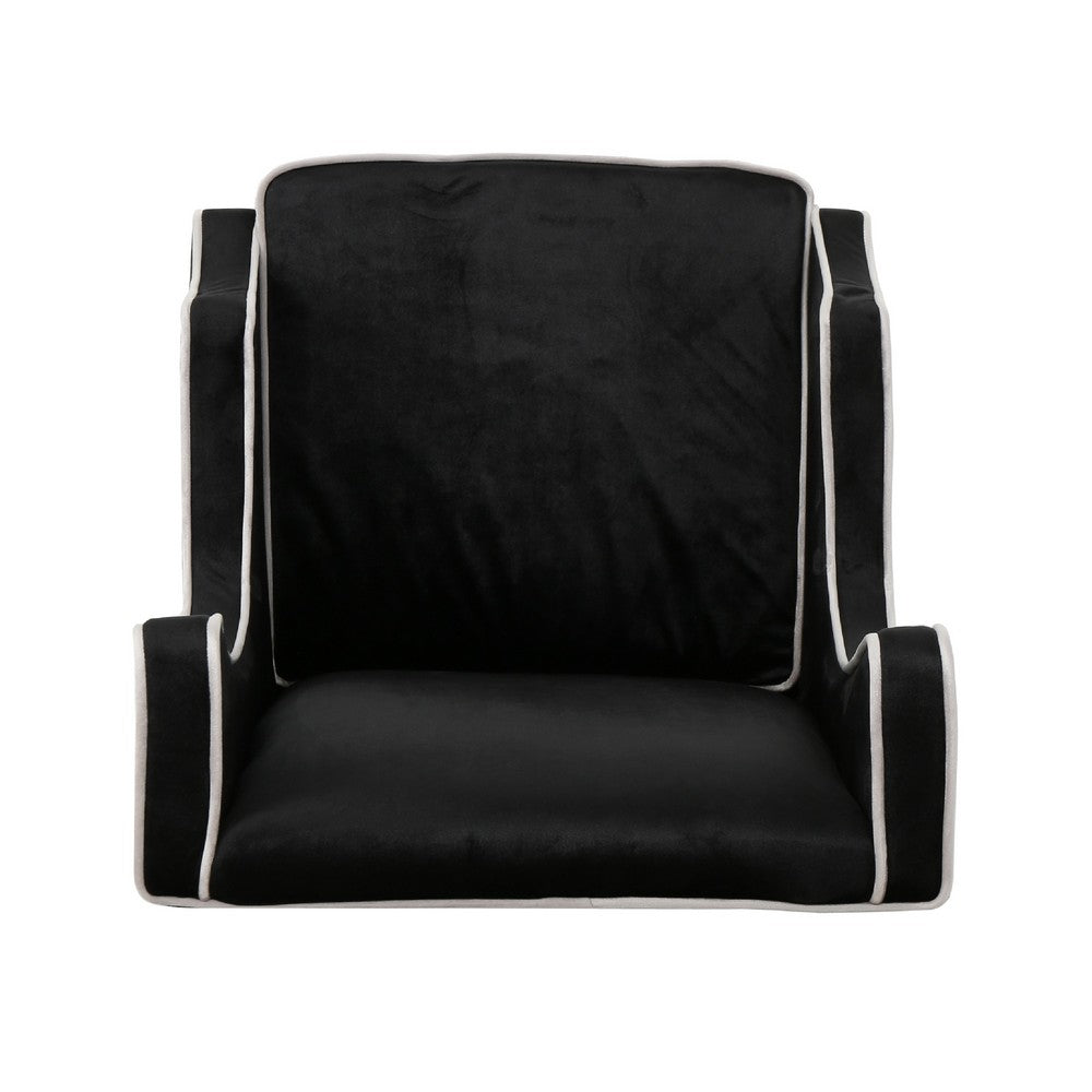 Vendy Accent Club Armchair, High Backrest, Rubberwood, Black Velvet -BM337029