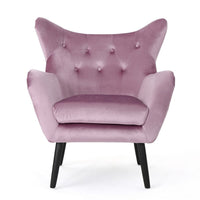 Zorro Accent Armchair, Black Angled Wood Legs, Pink Tufted Velvet -BM337031