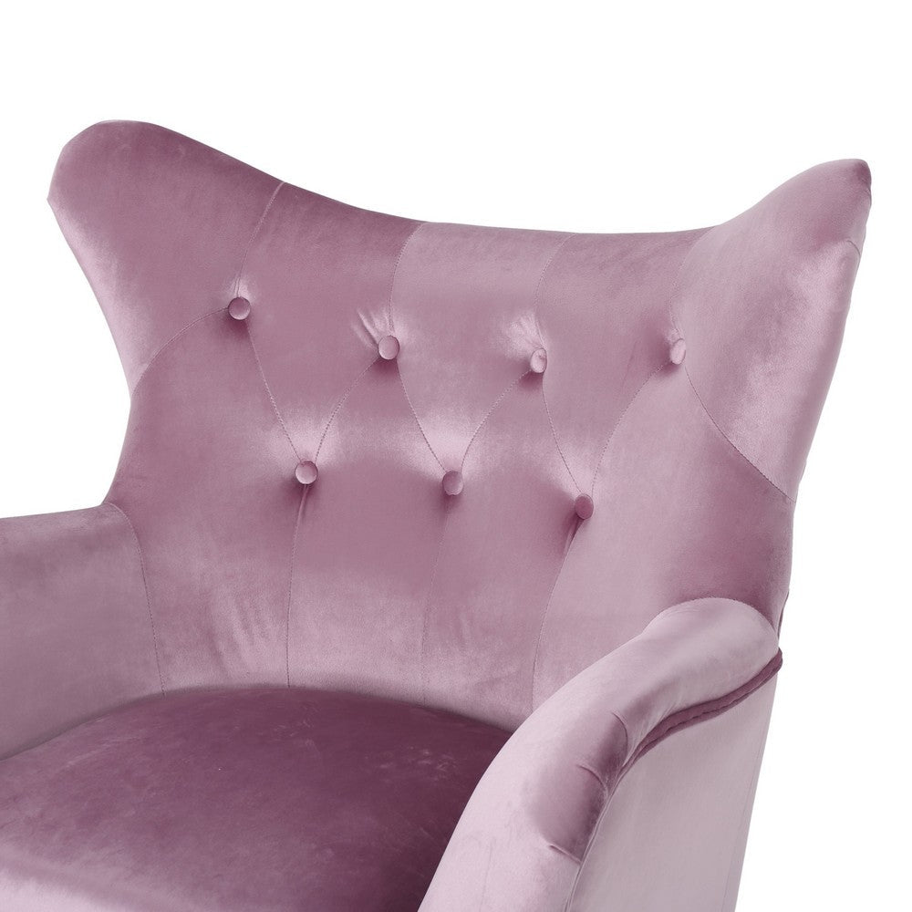 Zorro Accent Armchair, Black Angled Wood Legs, Pink Tufted Velvet -BM337031