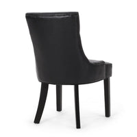 Chen Dining Chair Set of 2, Curved Black Diamond Tufted Faux Leather -BM337033