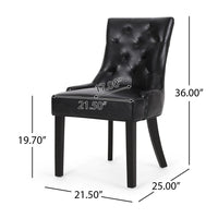 Chen Dining Chair Set of 2, Curved Black Diamond Tufted Faux Leather -BM337033