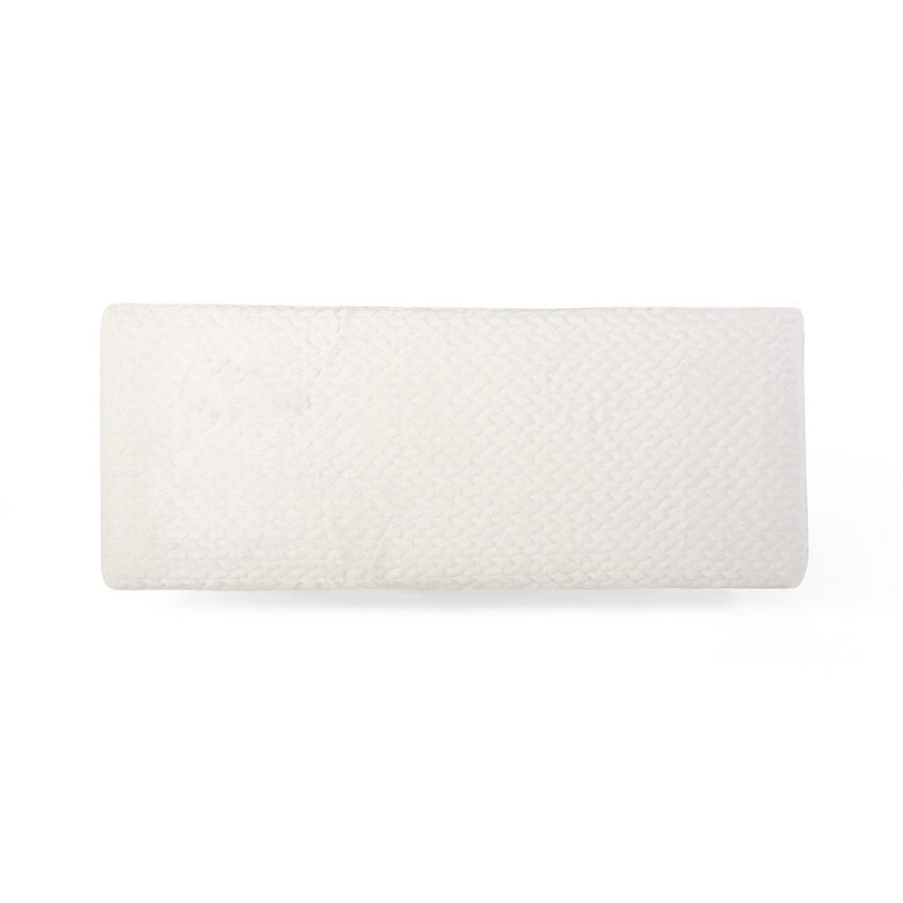 Ignis Bench with Gold Tapered Iron Legs, White Faux Fur 49 Inch -BM337034