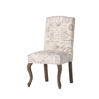 Lynna Dining Chair Set of 2, Beige Script Pattern Design, Carved Legs -BM337037