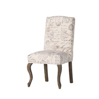 Lynna Dining Chair Set of 2, Beige Script Pattern Design, Carved Legs -BM337037