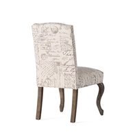 Lynna Dining Chair Set of 2, Beige Script Pattern Design, Carved Legs -BM337037