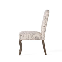 Lynna Dining Chair Set of 2, Beige Script Pattern Design, Carved Legs -BM337037