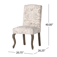 Lynna Dining Chair Set of 2, Beige Script Pattern Design, Carved Legs -BM337037