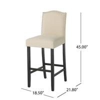 Marky Barstool Chair Set of 2, Arched Back and Footrest, Beige Fabric -BM337038
